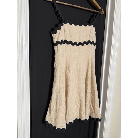 Square Neck A-line Mini Sundress Rickrack Straps Sleeveless M cottagecore‎ - Picture 2 of 10